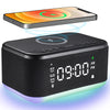 Alarm Clock Speaker Wireless Charger Bedrooms Dual Alarm Snooze Dimmer 12 24H RGB Night Light Bluetooth