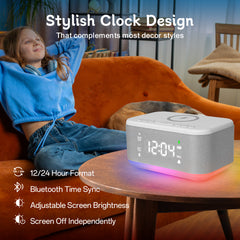 Bluetooth Alarm Clock Radio Bedroom Digital Dual Alarm Clock Bedroom Night Light Speaker App/Button Control FM Charge Snooze Adjustable Volume Dim 12/24H