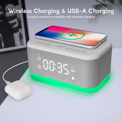 Bluetooth Alarm Clock Radio Bedroom Digital Dual Alarm Clock Bedroom Night Light Speaker App/Button Control FM Charge Snooze Adjustable Volume Dim 12/24H