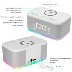 Bluetooth Alarm Clock Radio Bedroom Digital Dual Alarm Clock Bedroom Night Light Speaker App/Button Control FM Charge Snooze Adjustable Volume Dim 12/24H