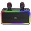 RGB Karaoke Machine Bluetooth 2 Microphones Sound Effects Kids Adults Portable Wireless TF USB Light Home Party Outdoor Indoor Black