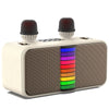 Karaoke Machine Bluetooth 2 Microphones Sound Effects Outdoor Bluetooth Speaker Portable TF USB Light Party Outdoor Indoor Light Brown