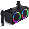 Karaoke Machine Bluetooth 2 Microphone Wireless Speaker Kids Adults Sound Effects LED Light TF Card/USB Portable Home Party Outdoor Indoor