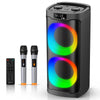 Karaoke Machine Bluetooth 2 Microphones Adults Big Party Speaker Bluetooth Sound Effects Lights EQ Echo USB TF AUX MIC TWS Remote Control Outdoor/Indoor