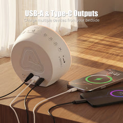 Bluetooth Speaker Alarms Clock Sound Machine Bedrooms Loud 23 White Noise Dual Alarms Snooze 12/24H Night Lights Timer USB Charging Dimmer Sleeping Sunrise Digital Alarm Clocks