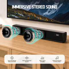 Fansbe M716-LH 2.0CH Soundbar With Optical USB AUX/AUX to RCA Bluetooth,for 24"–32" TV (No HDMI)