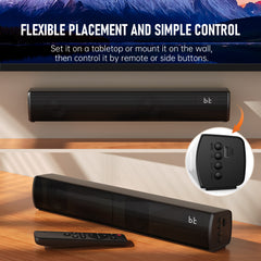 Bluetooth Wireless Surround Sound Bar Wireless Surround Speakers HDMI Smart TV HDMI(ARC) OPT AUX USB 2.0ch 3 Modes Home Theater Sounds System TV/PC/Gaming/Projector Sound Bar