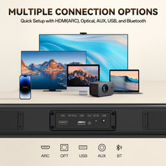 50W 2.1CH TV Surrounds Sound Bar With Subwoofer Home Theater Surround Bluetooth Surround Speakers HDMI AUX OPT Home Audio Surrounds Sounds System Soundbar TV PC Game Music/Movie/News